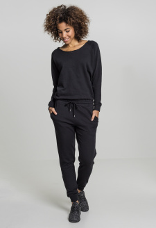 Ladies Long Sleeve Terry Jumpsuit black