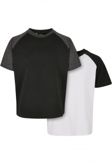 Boys Raglan Contrast Tee 2-Pack white/black+black/charcoal