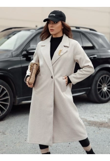 Płaszcz damski oversize MANTOVA długi jasnobeżowy Dstreet NY0738