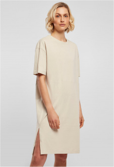 Ladies Organic Oversized Slit Tee Dress softseagrass