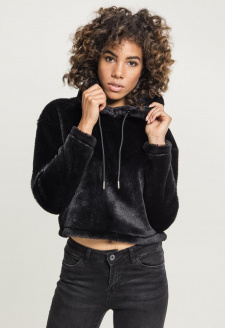 Ladies Oversize Short Teddy Hoody black