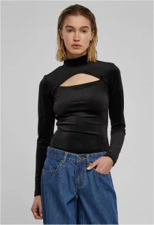 Ladies Velvet Cut-Out Turtleneck Body black