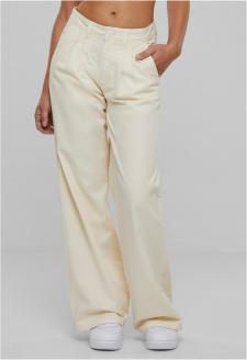 Ladies Organic Pleated Cotton Pants whitesand