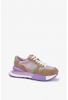 Zamszowe Sneakersy Damskie Na Platformie Big Star RR274815 HI-POLY SYSTEM Różowe