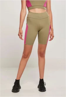 Ladies Color Block Cycle Shorts khaki/brightviolet