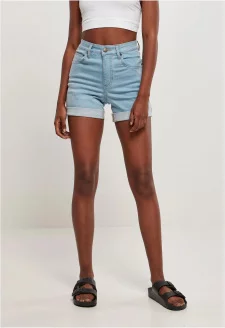 Ladies Organic Stretch Denim 5 Pocket Shorts clearblue bleached