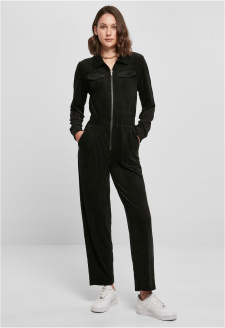 Ladies Velvet Rib Boiler Suit black