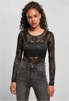 Ladies Lace Longsleeve Body black
