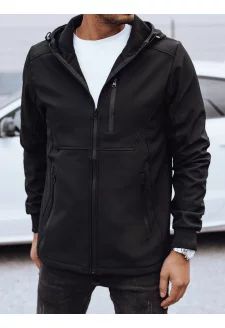 Kurtka męska przejściowa softshell z kapturem czarna Dstreet TX4819