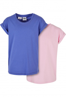 Girls Organic Extended Shoulder Tee 2-Pack purpleday/girlypink