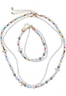 Various Pearl Layering Necklace and Anklet Set multicolor