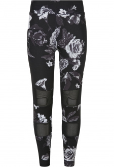 Girls Tech Mesh AOP Leggings dark flower aop