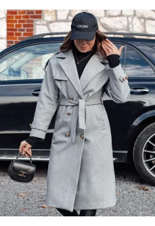 Płaszcz damski oversize GALLERIA długi wiązany w pasie szary Dstreet NY0737