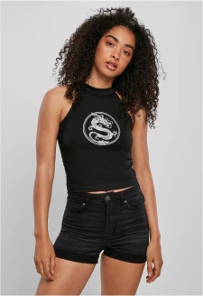 Ladies Dragon Turtleneck Short Top black