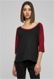 Ladies 3/4 Contrast Raglan Tee blk/burgundy