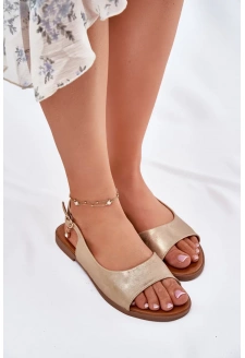 Sandały Damskie Na Płaskim Obcasie Złote Weanise
