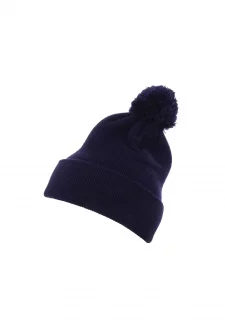 Cuffed Pom Pom Knit Beanie navy