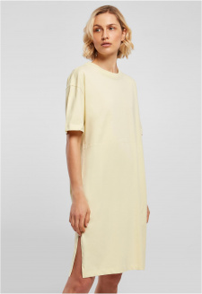 Ladies Organic Oversized Slit Tee Dress softyellow