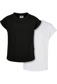 Girls Organic Extended Shoulder Tee 2-Pack black/white