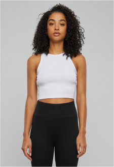 Ladies Organic Cropped Rib Top white