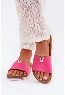 Klapki Damskie Na Korkowej Platformie Z Ozdobnym Detalem Fuksja Vessira
