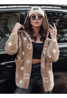 Kurtka damska alpaka FORTY z kapturem jasnobrązowa Dstreet NY0688