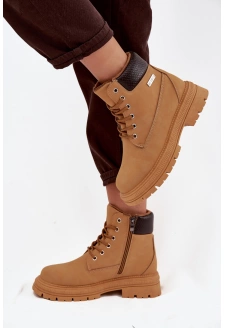 Ocieplane Trapery Damskie Na Zamek Camel Selinda