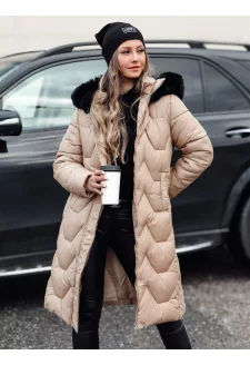 Kurtka zimowa damska pikowana długa WINTERACT beżowa Dstreet TY4777