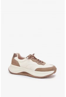 Zamszowe Sneakersy Damskie Na Platformie Big Star RR274A344 HI-POLY SYSTEM Beżowe