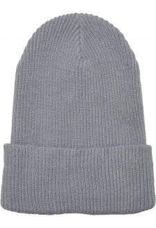 Recycled Yarn Ribbed Knit Beanie grey