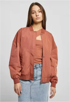 Ladies Recycled Oversized Light Bomber Jacket terracotta