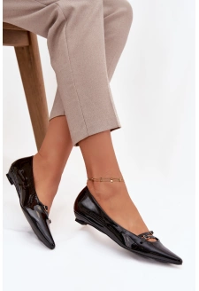 Lakierowane Baleriny Z Paseczkami Czarne Zarelia