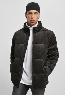 Boxy Corduroy Puffer Jacket black