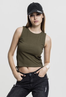 Ladies Lace Up Cropped Top olive