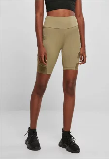 Ladies High Waist Tech Mesh Cycle Shorts khaki