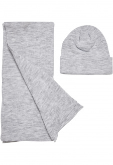 Recycled Basic Beanie and Scarf Set heathergrey