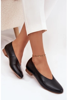 Baleriny Damskie Z Eko Skóry Na Płaskim Obcasie Czarne Olyssia