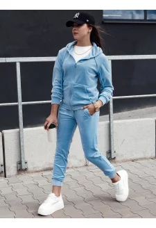 Komplet damski welurowy VELCOMFY błękitny Dstreet AY1078