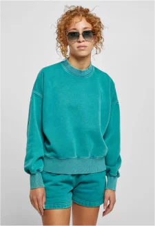 Ladies Oversized Stone Washed Crewneck watergreen