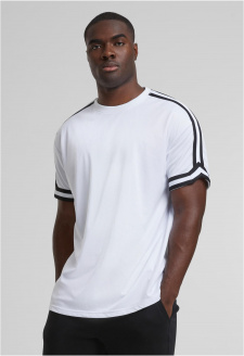 Oversized Stripes Mesh Tee white