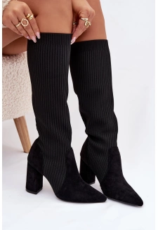 Kozaki Damskie Na Słupku Czarne Yserine