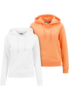 Ladies Hoody 2-Pack white+papaya