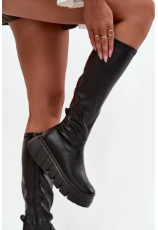 Kozaki Damskie Na Platformie Na Zamek Vinceza 58553 Czarne