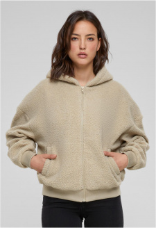 Ladies Oversized Sherpa Zip Hoody wetsand