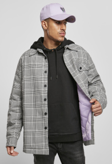 Plaid Out Quilted Shirt Jacket black/white