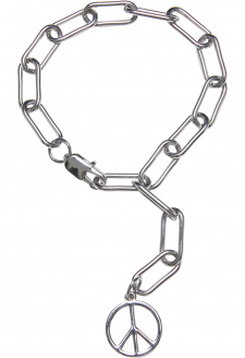 Y Chain Peace Pendant Bracelet silver