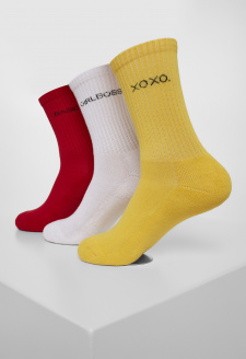 Wording Socks 3-Pack yellow/red/white
